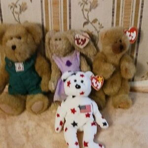 Ty Plush Bear Set with White and Brown Bears